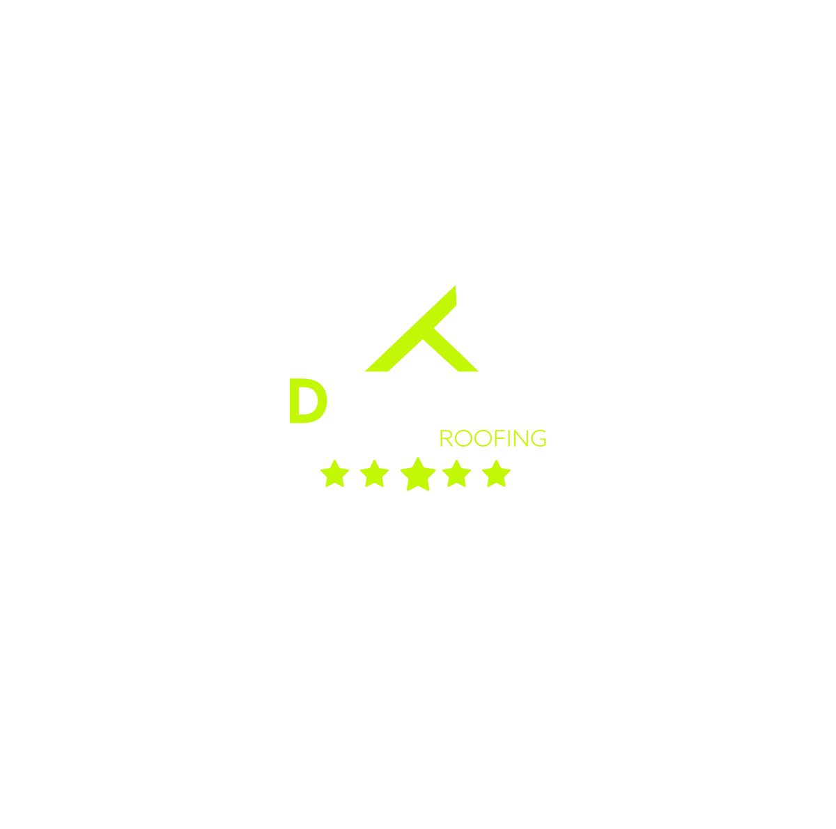 D Tasker Roofing logo in lime green and white