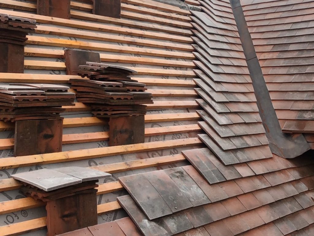 Tile Roofing in Progress